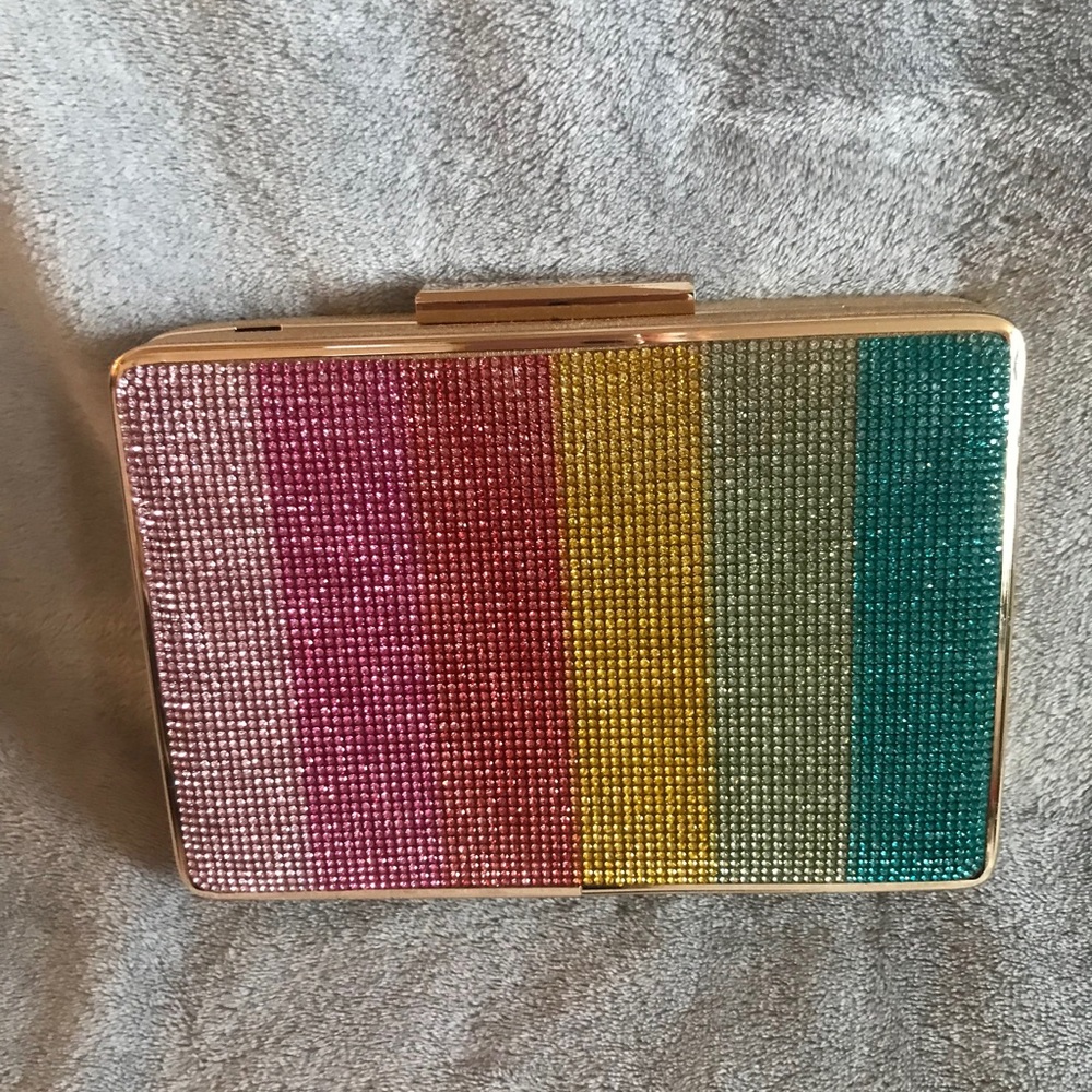 Beautiful Rainbow Rhinestone Clutch!  New without Tags.